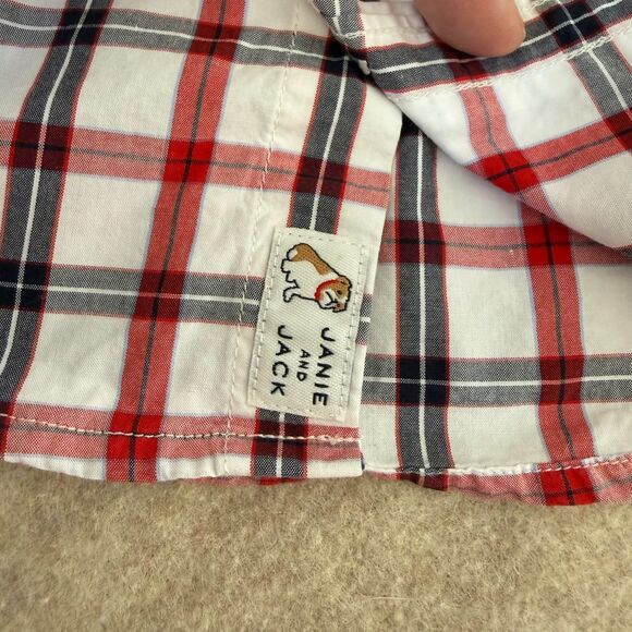 Janie and Jack plaid button-up 2 shirt bundle red yellow Kids 18–24M classic - Picture 8 of 16